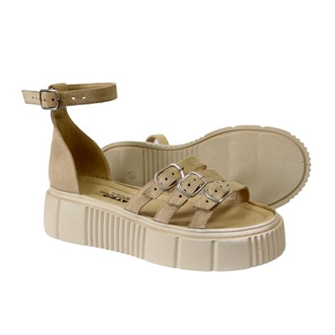 Sandale Dama Nude Cu Catarame Si Platforma Piele Naturala Mateo Shoes Culoare Bej Dimensiune