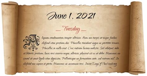 What Day Of The Week Was June 1, 2021?