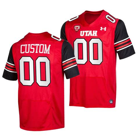 Utah Utes Custom 00 Jersey Red 2021-22 College Football Replica Uniform ...