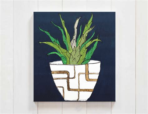 cactus decor, cactus art, cactus painting, succulent art, interior ...