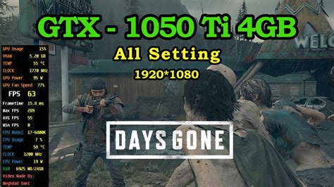 Days Gone GTX 1050 TI 4GB All Setting FPS Game Play Benchmark YouTube