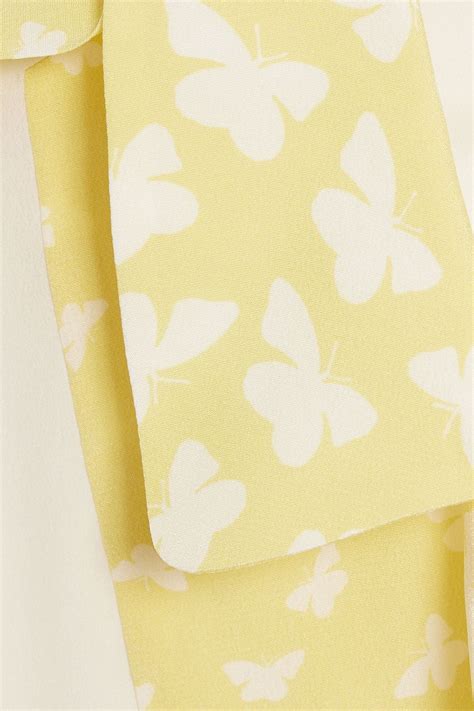 Redvalentino Pussy Bow Printed Silk Crepe De Chine Top The Outnet