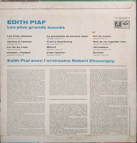 Edith Piaf Les Plus Grands Succès LP 12 Columbia Chanson French