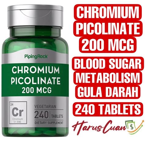 Jual Piping Rock Usa Chromium Picolinate Mcg Tablets Blood