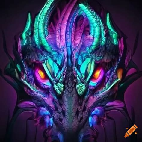 Intricately Designed Neon Dragon Head With Detailed Eyes On Craiyon