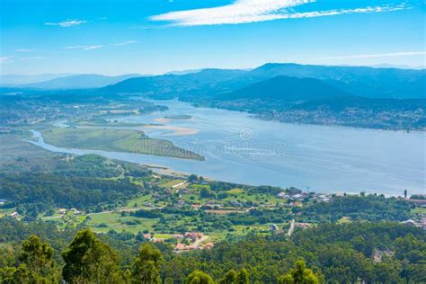 Aerial View of Minho River Making a Border between Spain and Por Stock ...