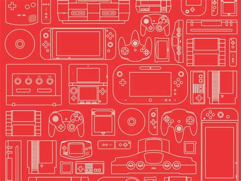 Nintendo Console Generations Pattern Design Design Red Video