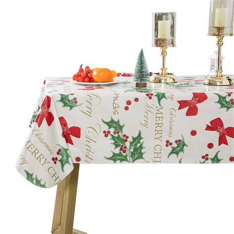 Ray Star X Inch Christmas Tablecloth Rectangle Vinyl With Flannel