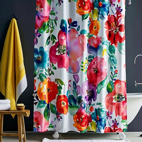 Vibrant Watercolor Floral Shower Curtain Transform Your Bathroom With