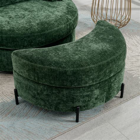 Ccbuy Half Crescent Moon Storage Ottoman Bench Chenille Upholstered