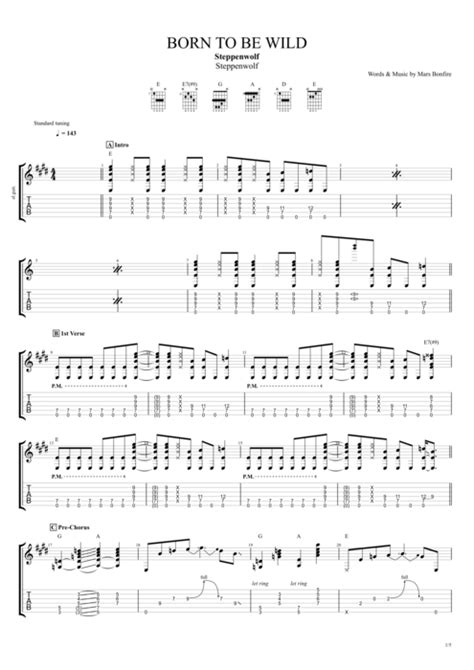 Born to Be Wild Tab by Steppenwolf (Guitar Pro) - Full Score | mySongBook