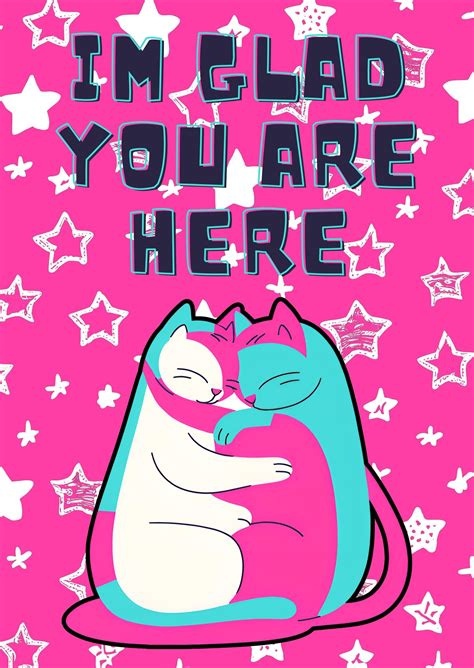 I'm Glad You Are Here Cat Appreciation Card Adorable Feline Hug - Etsy ...
