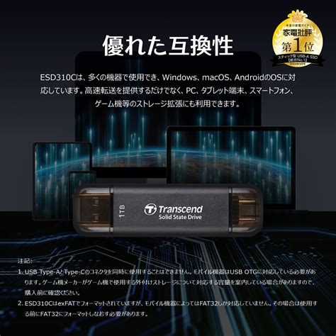 Transcend スティックssd 2tb Esd310 ポータブルssd Usb32 Gen2 Type A C Rog Ally 対応