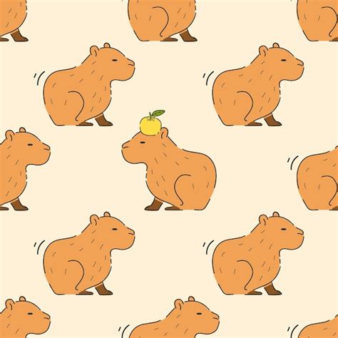 Premium Vector Cute Capybara Seamless Pattern Background Vector