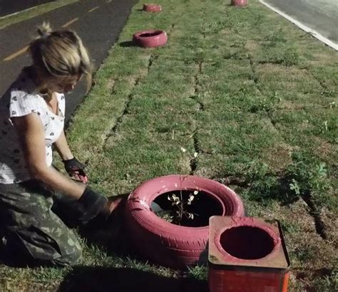 Enquanto alguns jogam lixo moradora transforma terreno árvores