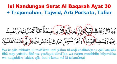 5 Isi Kandungan Surat Al Baqarah Ayat 30 Tajwid Arti Tafsir