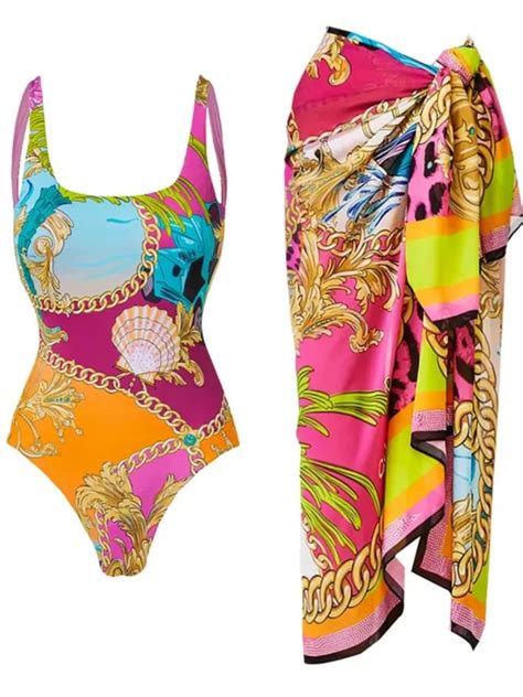 Bikini Retro Estampado Traje De Ba O De Una Pieza A La Moda Y Cubierta Con
