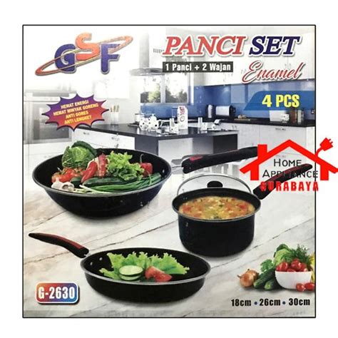 Jual Panci Wajan Penggorengan Set Enamel Anti Lengket 4 PCS GSF G 2630