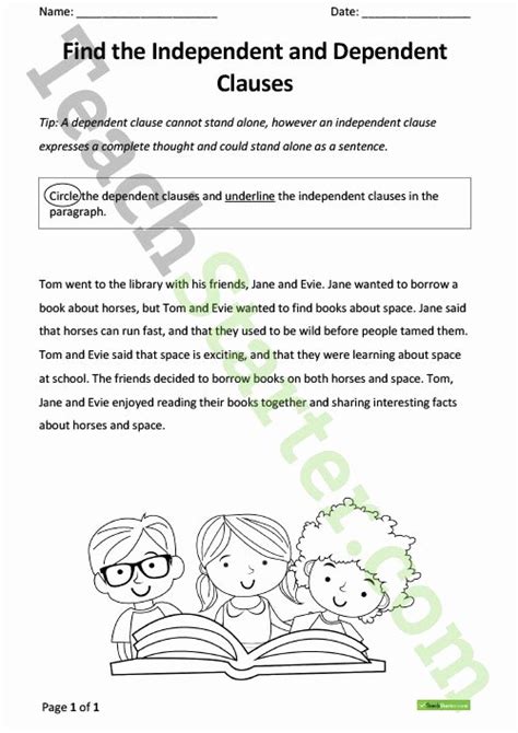 Independent Vs Dependent Clause Worksheet