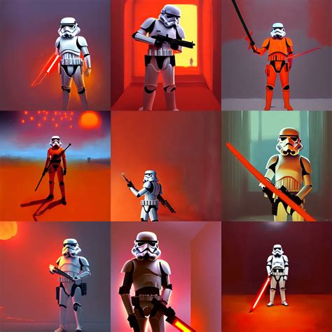 Stormtrooper Holding A Red Sword In An Orange Room By Stable