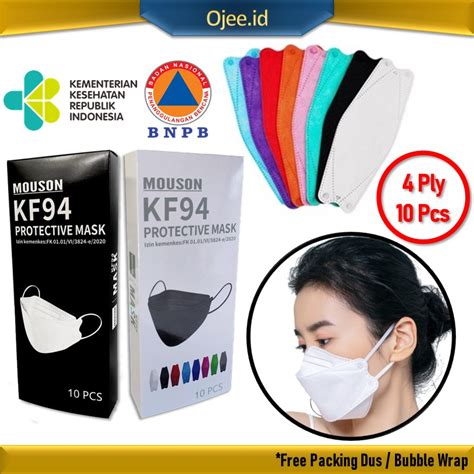 Jual Masker KF94 4Ply Hits Korea 10 Pcs Warna Warni Model Mouson Evo