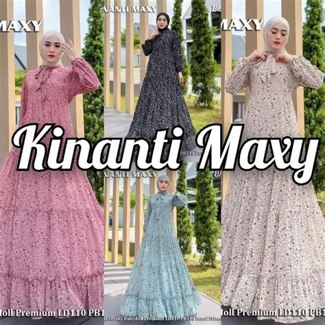 Jual Kinanti Maxy Label Savna Gamis Ceruty Babydoll Motif Bunga