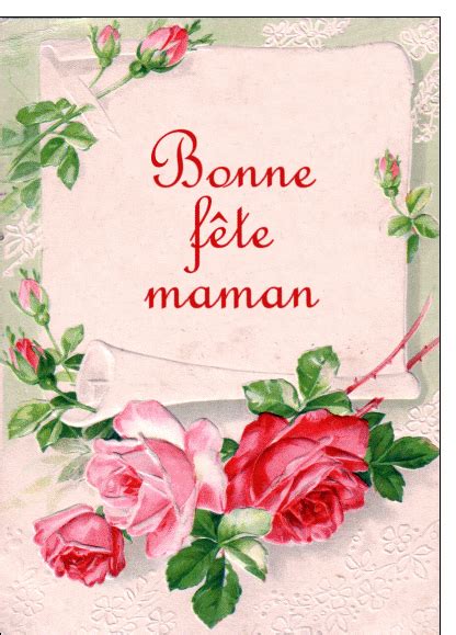 Merci Facteur Carte Ancienne Bonne Fête Maman Jolies Roses Bonne