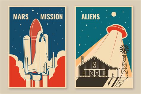 Mars Mission Affiches Banni Res D Pliants Vecteur Concept Pour