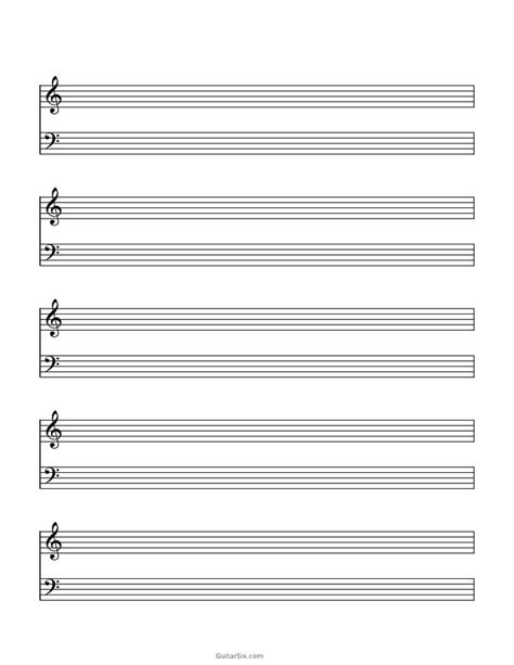 Blank Sheet Music Paper with Grand Staff