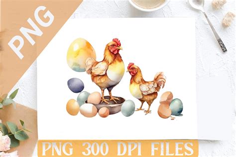 Watercolor Chicken Egg Png Clipart Graphic By Design Store · Creative