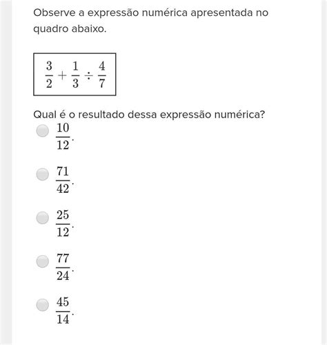 Observe A Expressão Numérica Apresentada No Quadro Abaixo