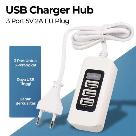 Jual Powstro Usb Charger Hub Port V A Eu Plug M C