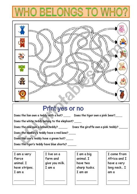 Animals maze 2 pages - ESL worksheet by RitaWi