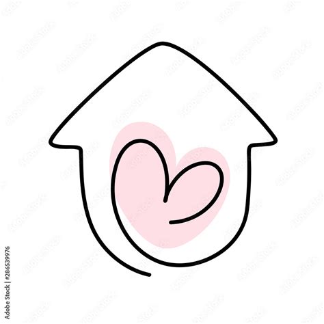 Romantic Calligraphy Monoline Vector Heart In Home Love Sign Hand