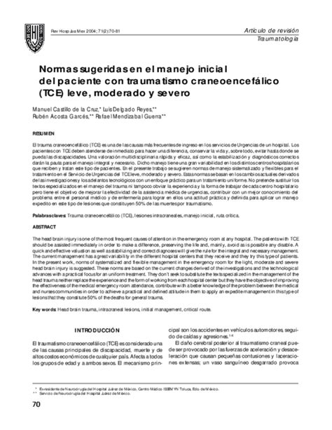 Pdf Normas Sugeridas En El Manejo Inicial Del Paciente Con