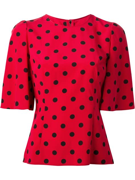 Lyst Dolce And Gabbana Polka Dot Blouse In Red