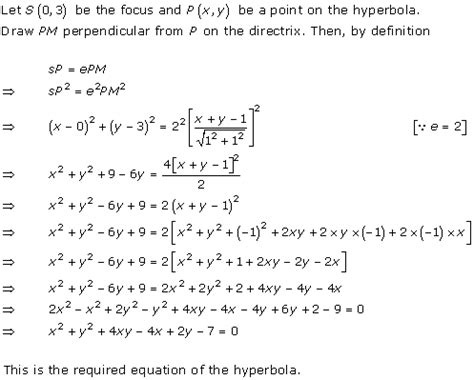 Chapter Hyperbola Rd Sharma Solutions For Class Science