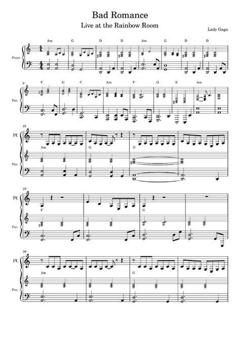 Bad Romance Arr Lady Gaga By Lady Gaga Sheet Music For Piano Solo At