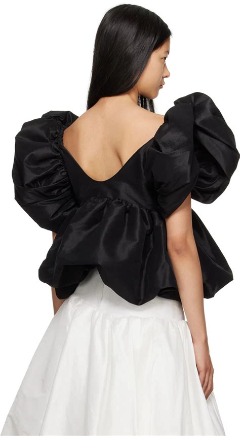 Kika Vargas Black Chiara Blouse Ssense Peplum Hem Chiara Taffeta