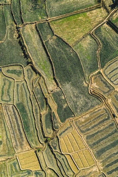 Aerial View Of Mae La Noi Rice Terraces In Mae Hong Son Thailand Stock