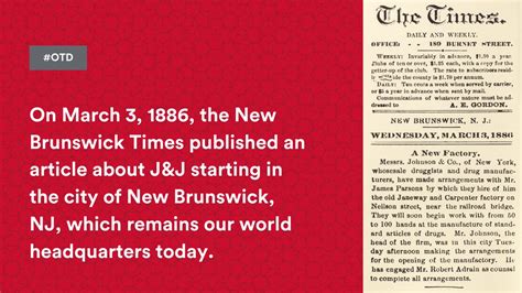 Johnson Johnson History On Twitter Otd In The New Brunswick