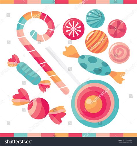 Selection Delicious Candy Treats Vector Illustration Stock Vector