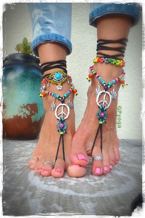 Hippie PEACE Sign BAREFOOT Sandals Bikini Feet Hemp Leaf Etsy