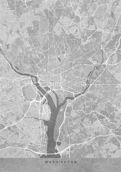 Karte Map of Washington DC in sepia vintage style ǀ Alle Stadtkarten