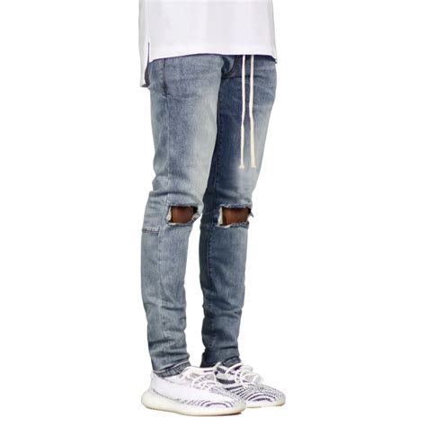 Men Jeans Stretch Destroyed Ripped Design Skinny Jeans E Jeans