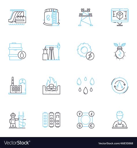 Clean Energy Linear Icons Set Solar Wind Vector Image