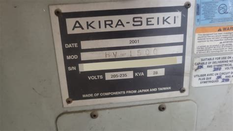 Used Akira Seiki Hv Cnc Vertical Machining Center