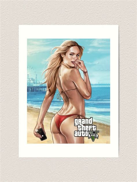 Grand Theft Auto V Gta Bikini Girl On Beach Art Print For Sale By Alyonabarno Redbubble
