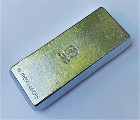 Troy Ounce Fine Zinc Bullion Bar Hand Poured Stamped