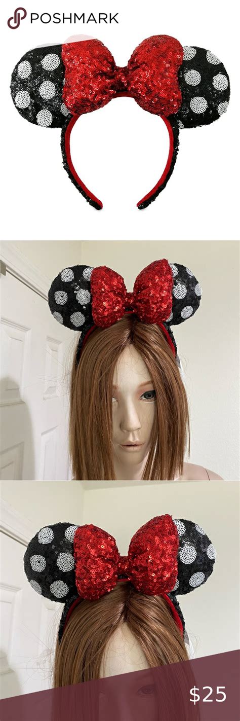 Disney Ears Headband Classic Minnie Mouse Sequin Polka Dots Disney